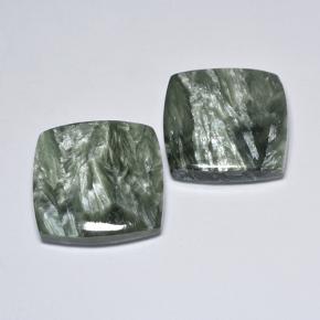 Pedras preciosas de serafinita verde natural de 23,85 ct, almofada cortada, opaco