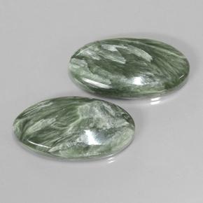 Pedras preciosas de serafinita verde natural de 15,29 ct, corte oval, opaco