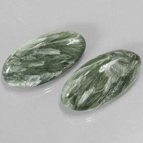 Pedras preciosas de serafinita verde natural de 15,29 ct, corte oval, opaco