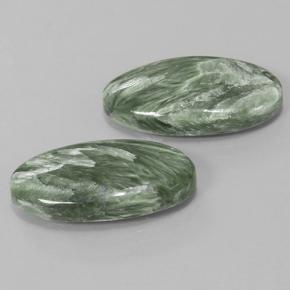 Pedras preciosas de serafinita verde natural de 15,29 ct, corte oval, opaco
