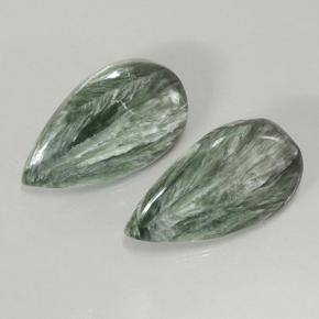 Pedras preciosas de serafinita verde natural de 20,02 ct, formato de pêra, opaco