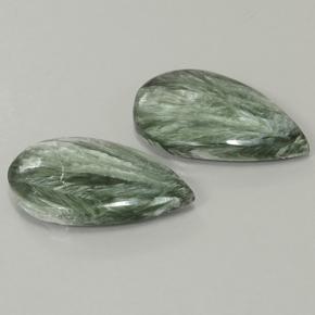 Pedras preciosas de serafinita verde natural de 20,02 ct, formato de pêra, opaco