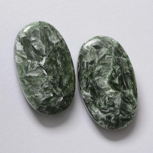Pedras preciosas de serafinita verde natural de 16,18 ct, corte oval, opaco