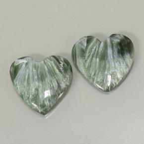 Pedras preciosas de serafinita verde natural de 8,39 ct, formato de coração, opaco