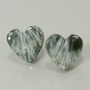 Pedras preciosas de serafinita verde natural de 8,39 ct, formato de coração, opaco