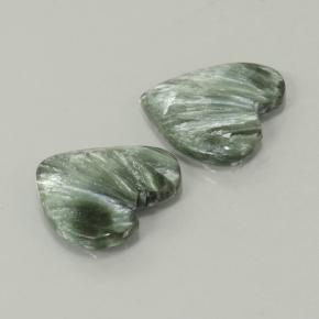 Pedras preciosas de serafinita verde natural de 8,39 ct, formato de coração, opaco