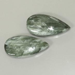 Pedras preciosas de serafinita verde natural de 14,68 ct, formato de pêra, opaco