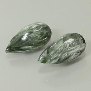 Pedras preciosas de serafinita verde natural de 14,68 ct, formato de pêra, opaco