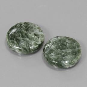 Pedras preciosas de Serafinita Verde natural de 11.18 ct, Corte Redondo, Opaco