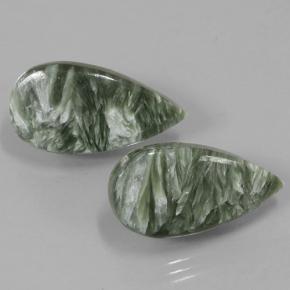 Pedras preciosas de serafinita verde natural de 11,29 ct, formato de pêra, opaco
