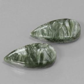 Pedras preciosas de serafinita verde natural de 11,29 ct, formato de pêra, opaco