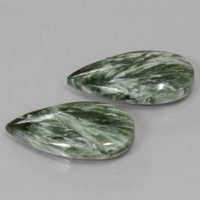 Pedras preciosas de serafinita verde natural de 21,34 ct, formato de pêra, opaco