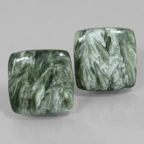 Pedras preciosas de Serafinita Verde médio natural de 24.45 ct, Almofada cortada, Opaco
