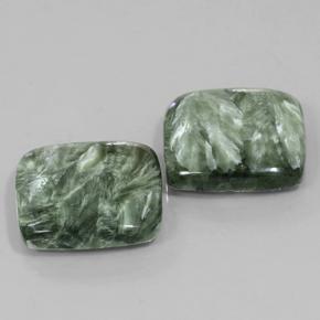 Pedras preciosas de Serafinita Verde médio natural de 24.45 ct, Almofada cortada, Opaco