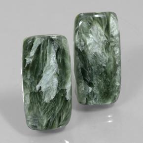 Pedras preciosas de serafinita verde natural de 18,35 ct, almofada cortada, opaco
