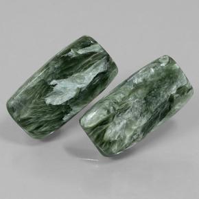 Pedras preciosas de serafinita verde natural de 18,35 ct, almofada cortada, opaco