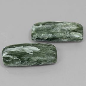 Pedras preciosas de serafinita verde natural de 18,35 ct, almofada cortada, opaco