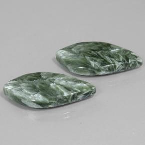 Pedras preciosas de serafinita verde natural de 19,06 ct, forma extravagante, opaco