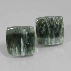 Pedras preciosas de Serafinita Verde médio natural de 23.29 ct, Quadrado, Opaco