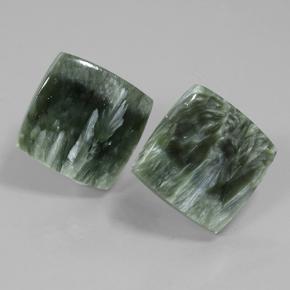 Pedras preciosas de Serafinita Verde médio natural de 23.29 ct, Quadrado, Opaco