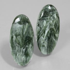 Pedras preciosas de Serafinita Verde natural de 20.79 ct, Corte Oval, Opaco
