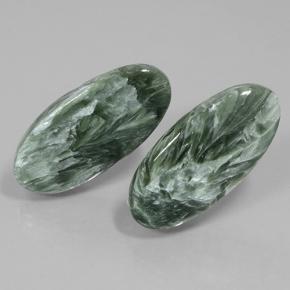 Pedras preciosas de Serafinita Verde natural de 20.79 ct, Corte Oval, Opaco