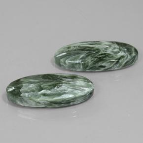 Pedras preciosas de Serafinita Verde natural de 20.79 ct, Corte Oval, Opaco