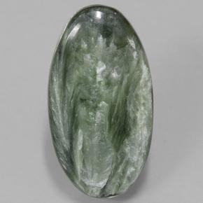 Serafinita verde natural 5,50ct, corte oval, opaco