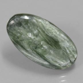Serafinita verde natural 5,50ct, corte oval, opaco