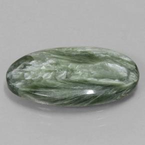 Serafinita verde natural 5,50ct, corte oval, opaco