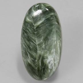Serafinita verde natural 8,81ct, corte oval, opaco