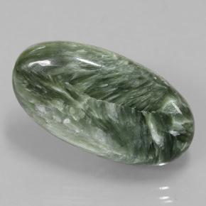 Serafinita verde natural 8,81ct, corte oval, opaco