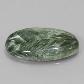 Serafinita verde natural 8,81ct, corte oval, opaco
