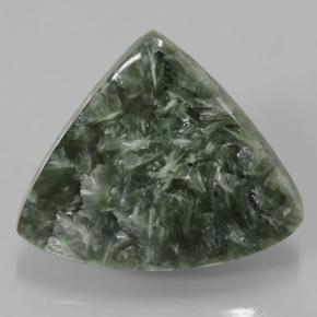 Serafinita verde médio natural 9,77ct, trillion, opaco