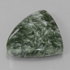 Serafinita verde médio natural 9,77ct, trillion, opaco
