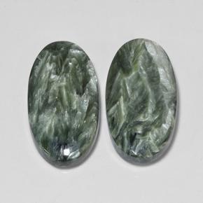 Pedras preciosas de serafinita verde natural de 16,84 ct, corte oval, opaco