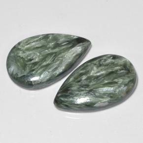 Pedras preciosas de serafinita verde natural de 13,19 ct, formato de pêra, opaco