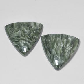Pedras preciosas de serafinita verde natural de 16,80 ct, trillion, opaco