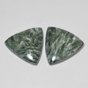 Pedras preciosas de serafinita verde natural de 16,80 ct, trillion, opaco