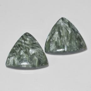 Pedras preciosas de serafinita verde natural de 16,80 ct, trillion, opaco