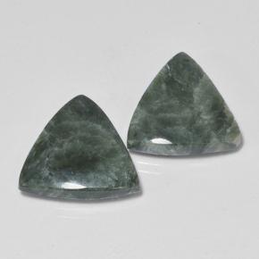 Pedras preciosas de serafinita verde natural de 8,88 ct, trillion, opaco