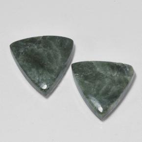 Pedras preciosas de serafinita verde natural de 8,88 ct, trillion, opaco