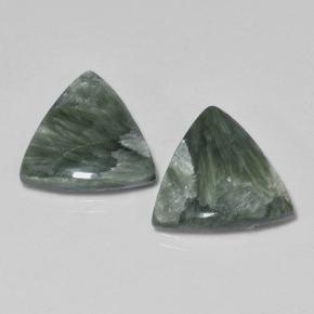 Pedras preciosas de serafinita verde natural de 6,06 ct, trillion, opaco