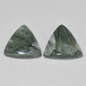 Pedras preciosas de serafinita verde natural de 6,06 ct, trillion, opaco