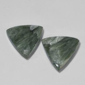 Pedras preciosas de serafinita verde natural de 6,06 ct, trillion, opaco