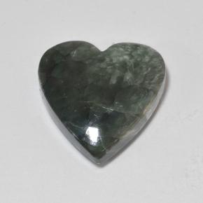 Serafinita Verde Terroso Natural 8.94ct, Formato de coração, Opaco