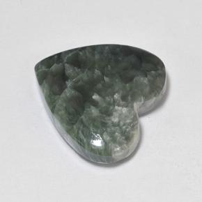Serafinita Verde Terroso Natural 8.94ct, Formato de coração, Opaco