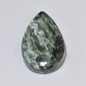 Serafinita Verde Natural 8.73ct, Formato de pêra, Opaco