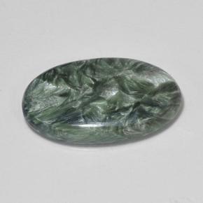 Serafinita verde natural 7,09ct, corte oval, opaco