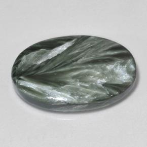 Serafinita verde natural 7,51ct, corte oval, opaco